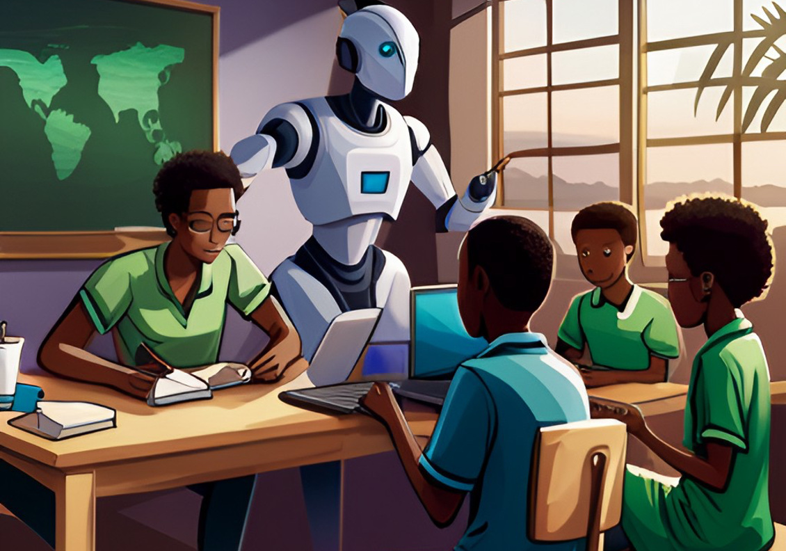 Robot teaching students