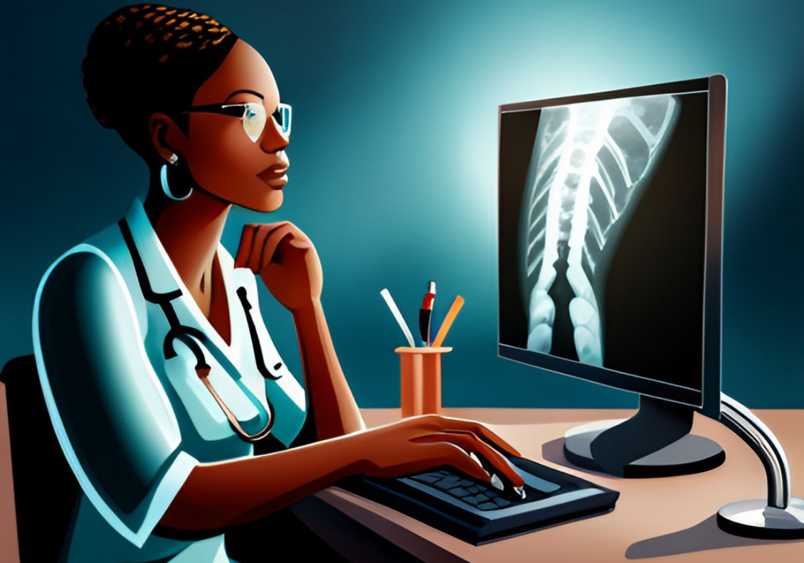 Doctor analyzing an x-ray